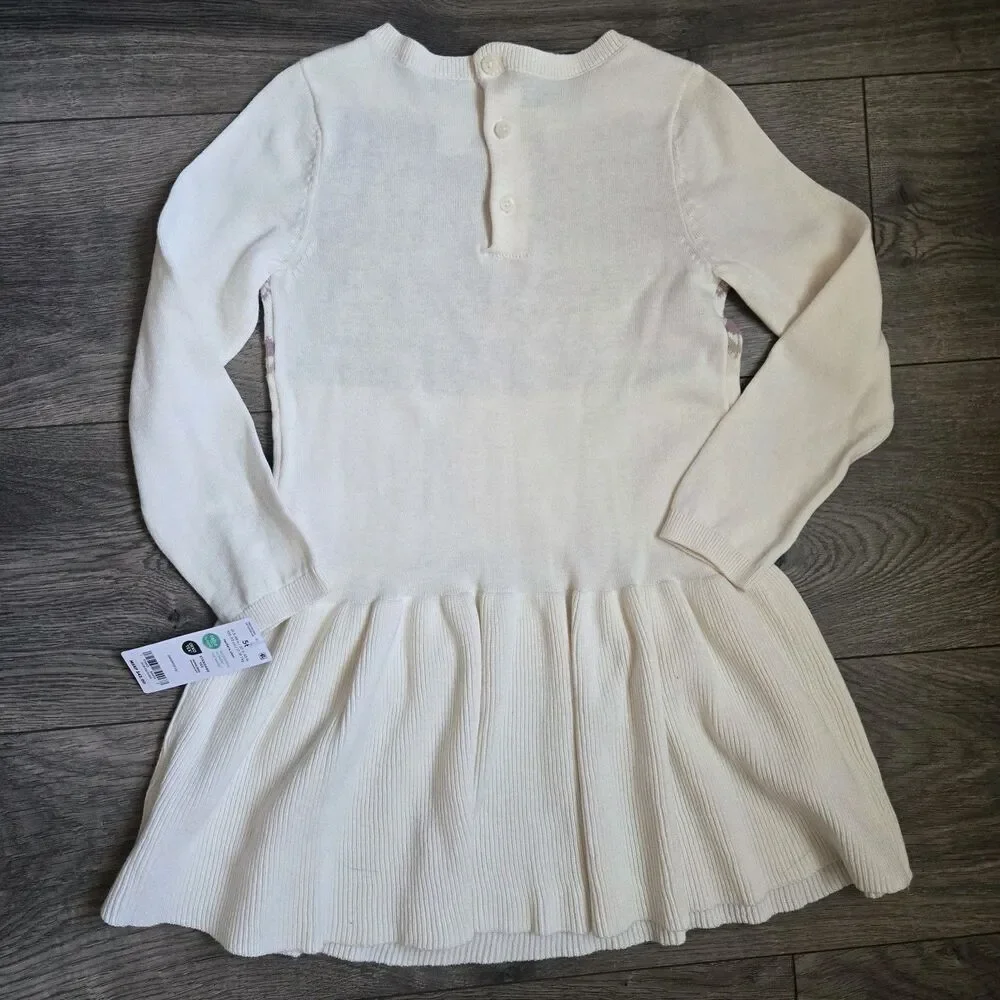 Carters 5T Toddler Girl Fair Isle Sweater Dress Ivory Cream Knit Skater Pleated
